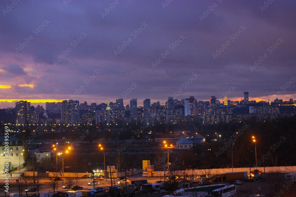 Evening in the city Kyiv, Ukraine.