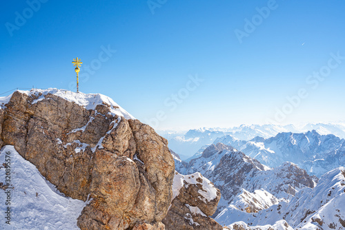 Gipfel Alpen Zugspitze Winter Schnee