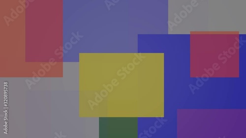 Multicolored background composed of color changing overlapping rectangles with circle blurry atrifact effect. FullHD video photo