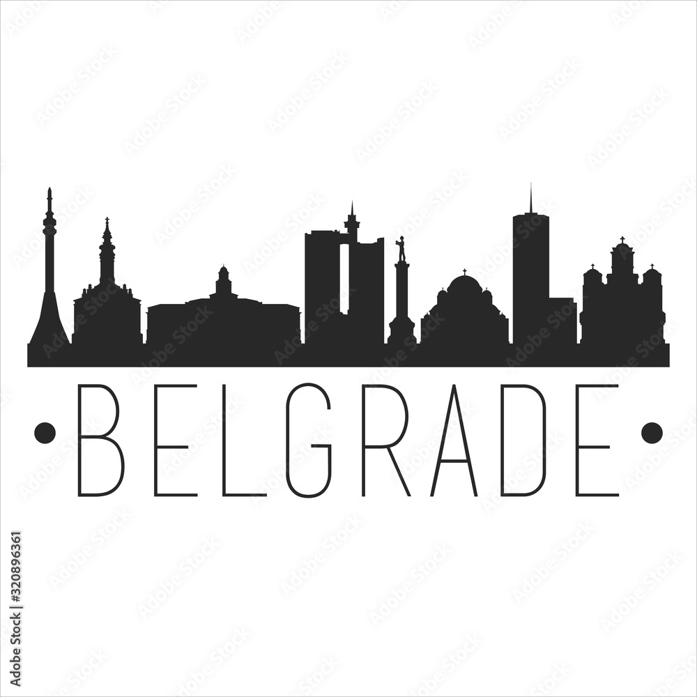 Belgrade Serbia. City Skyline. Silhouette City. Design Vector. Famous Monuments.