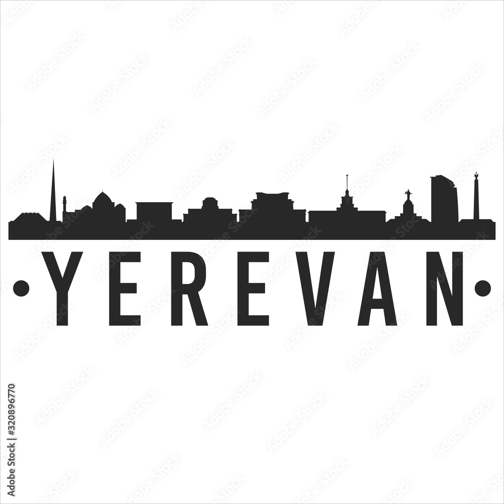 Yerevan Armenia. City Skyline. Silhouette City. Design Vector. Famous Monuments.