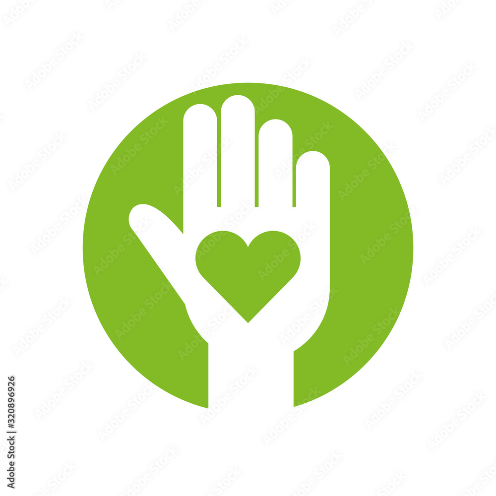 Isolated heart inside hand vector design Isolated heart inside hand vector design