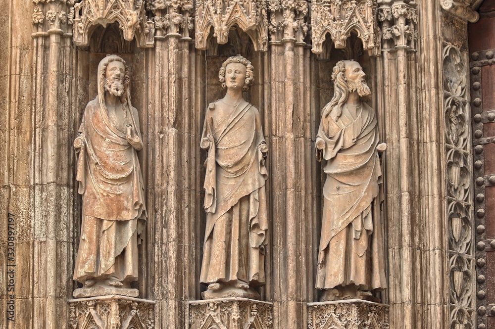 Detail of the Portal of the Apostles in Valencia Cathedral, Spain