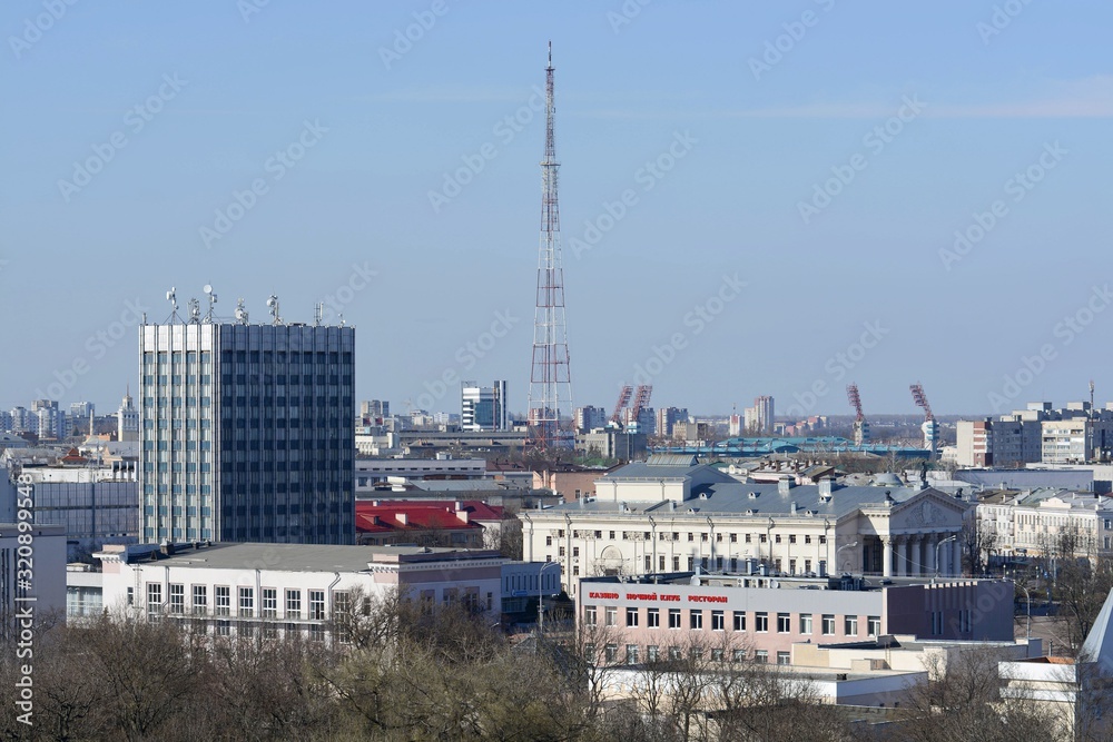 Gomel from a height in early spring. City view. Gomel from a height in early spring. City view.