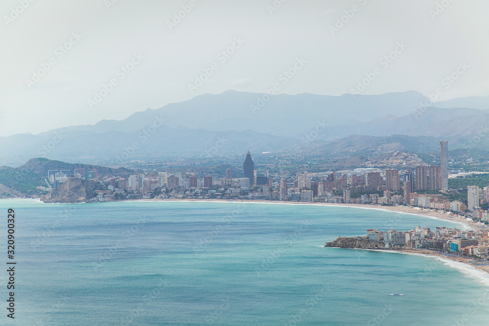 panorama of the coast of the city of benidorm in spain