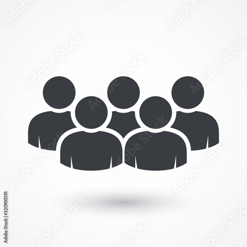Illustration of crowd of people icon silhouettes vector. Social icon. Flat style design. User group network. Corporate team group. Community member icon. Business team work activity. Staff unity icon