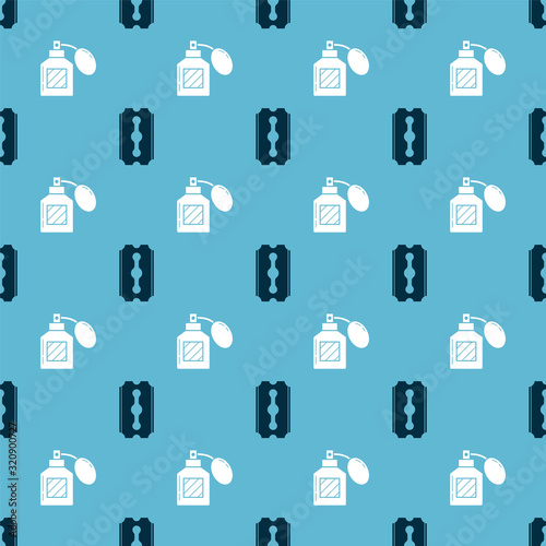 Set Blade razor and Aftershave on seamless pattern. Vector
