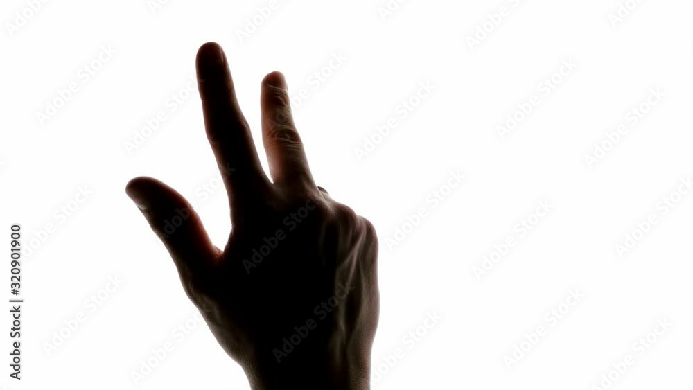 Countdown to no. five on a hand manually on a white chroma key screen