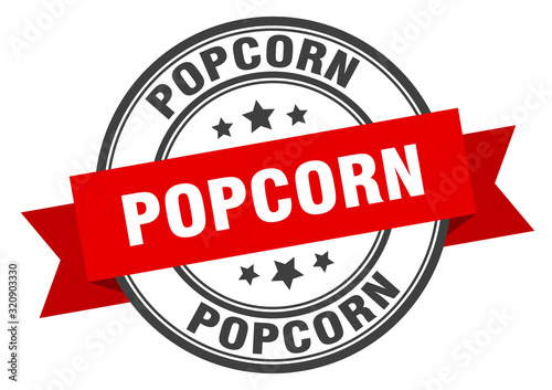 popcorn label. popcornround band sign. popcorn stamp