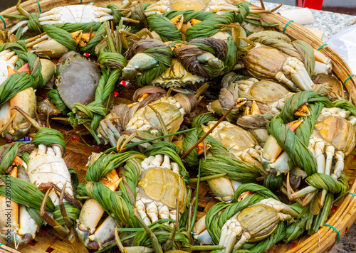 seafood crabs in seaweed in vietnam crayfish  photo