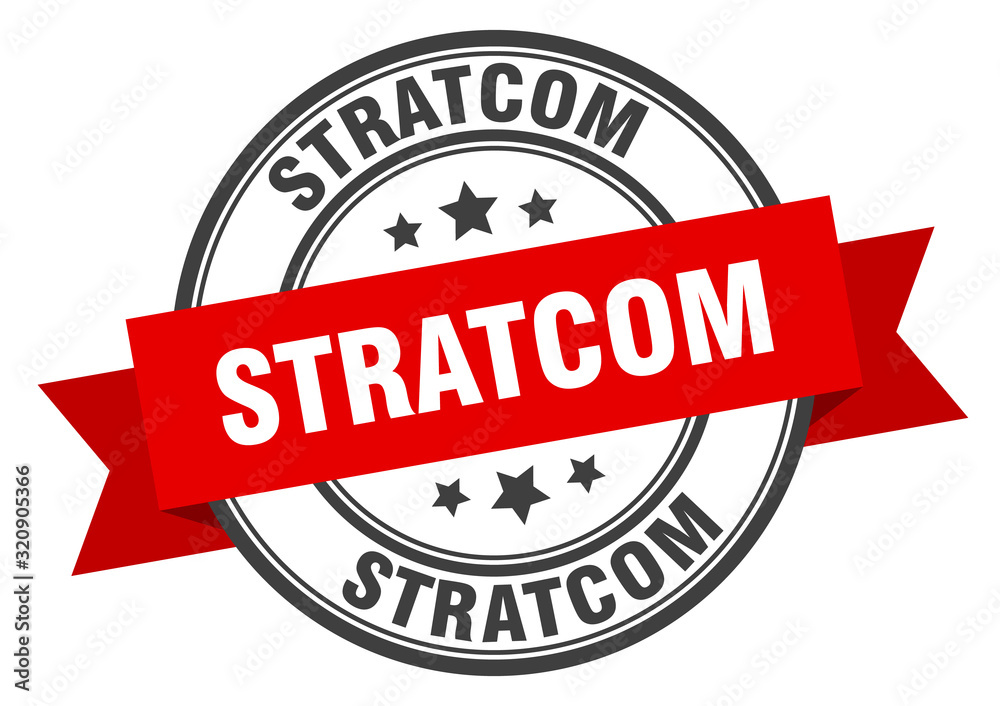 stratcom label. stratcomround band sign. stratcom stamp