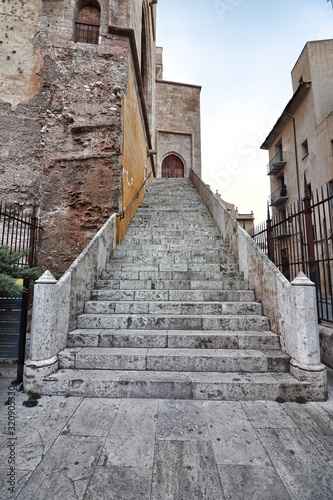 Stairway of the Torres de Quart in Valencia, Spain © murasal