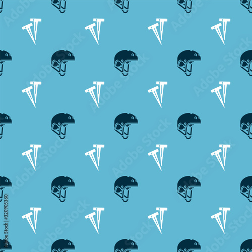 Set Helmet and Pegs for tents on seamless pattern. Vector