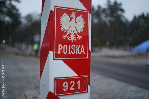 Red white polish border pole