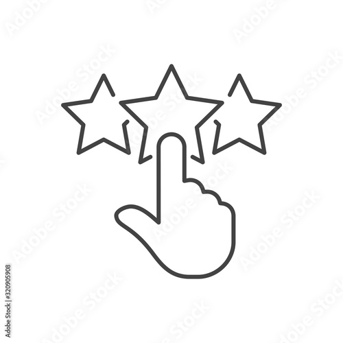 Click rating sign. Ranking star line icon. Best rank symbol. Outline concept. Thin line ranking star icon.