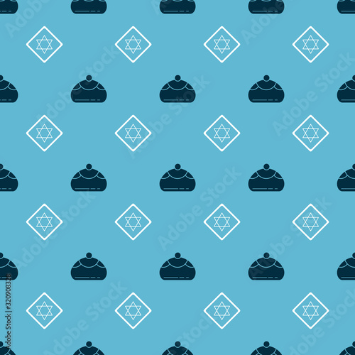 Set Jewish sweet bakery and Star of David on seamless pattern. Vector