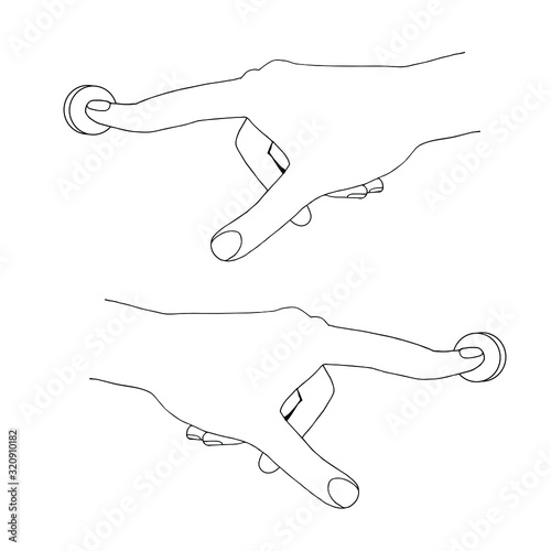 Index finger presses call button. Monochrome graphic art icon design element stock vector illustration for web, for print