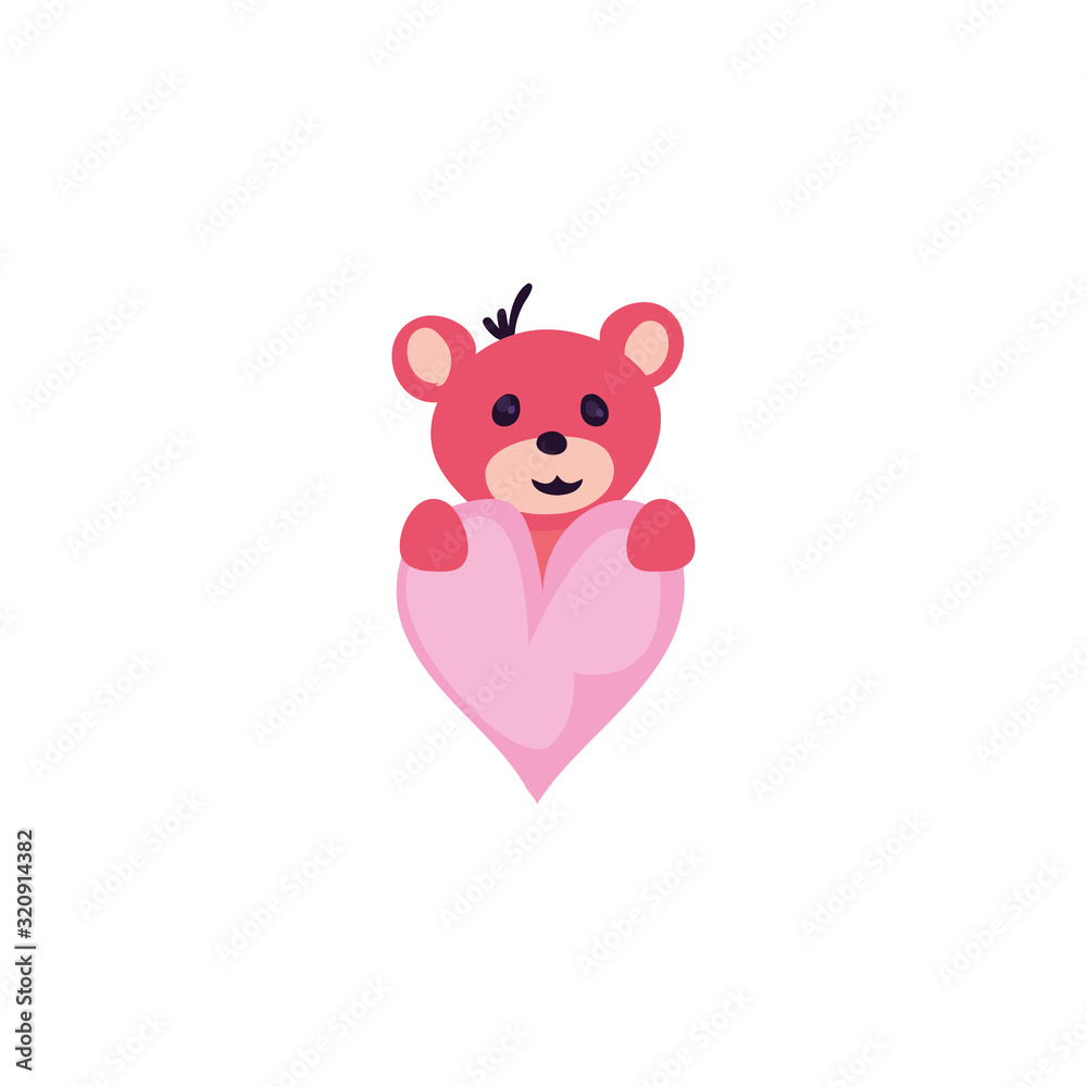 Isolated bear cartoon with heart vector design Isolated bear cartoon with heart vector design