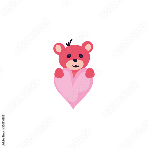 Isolated bear cartoon with heart vector design