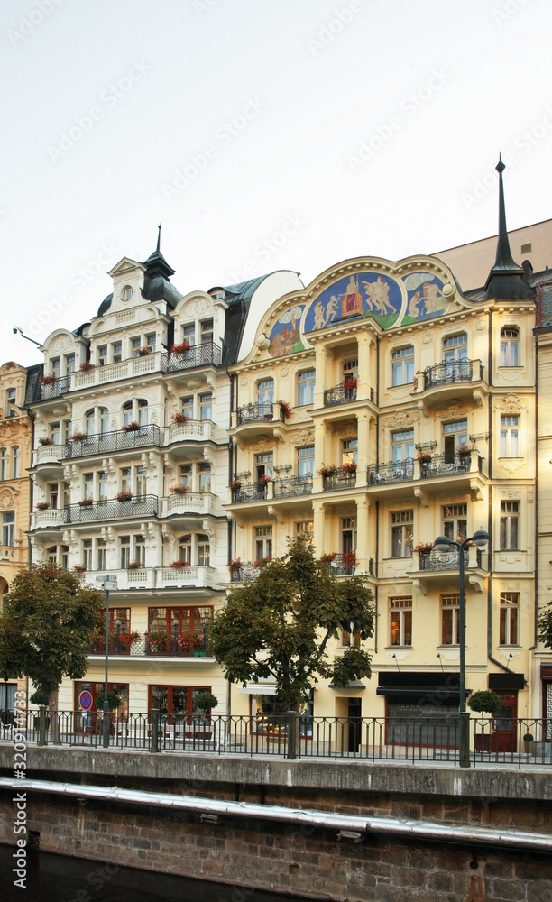 Vridelni street in Karlovy Vary. Bohemia. Czech Republic