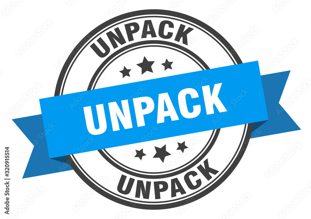 Obraz premium unpack label. unpackround band sign. unpack stamp