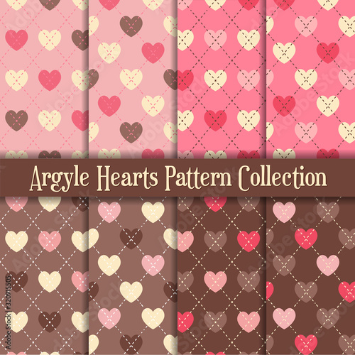 Pink and chocolate argyle hearts pattern