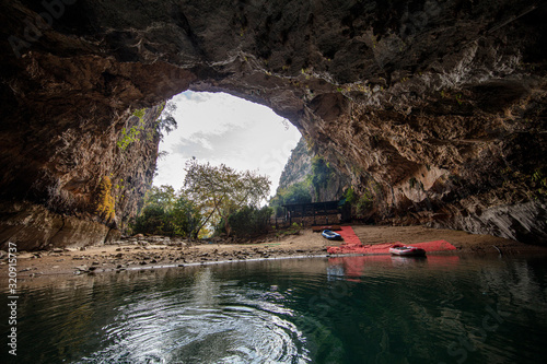 Stalactite and Stalagmite Formations in the (Altinbesik)Gold cradle Cave, ibradi, Antalya. photo