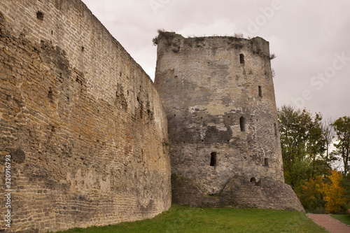 Vyshka (Tall) tower of fortress of Izborsk. Russia