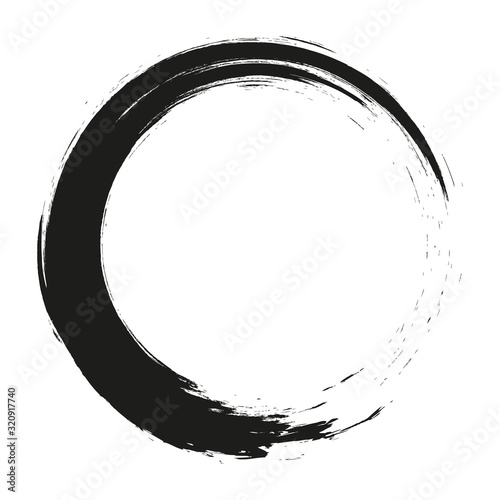 Vector brush strokes circles of paint on white background. Ink hand drawn paint brush circle. Logo, label design element vector illustration.