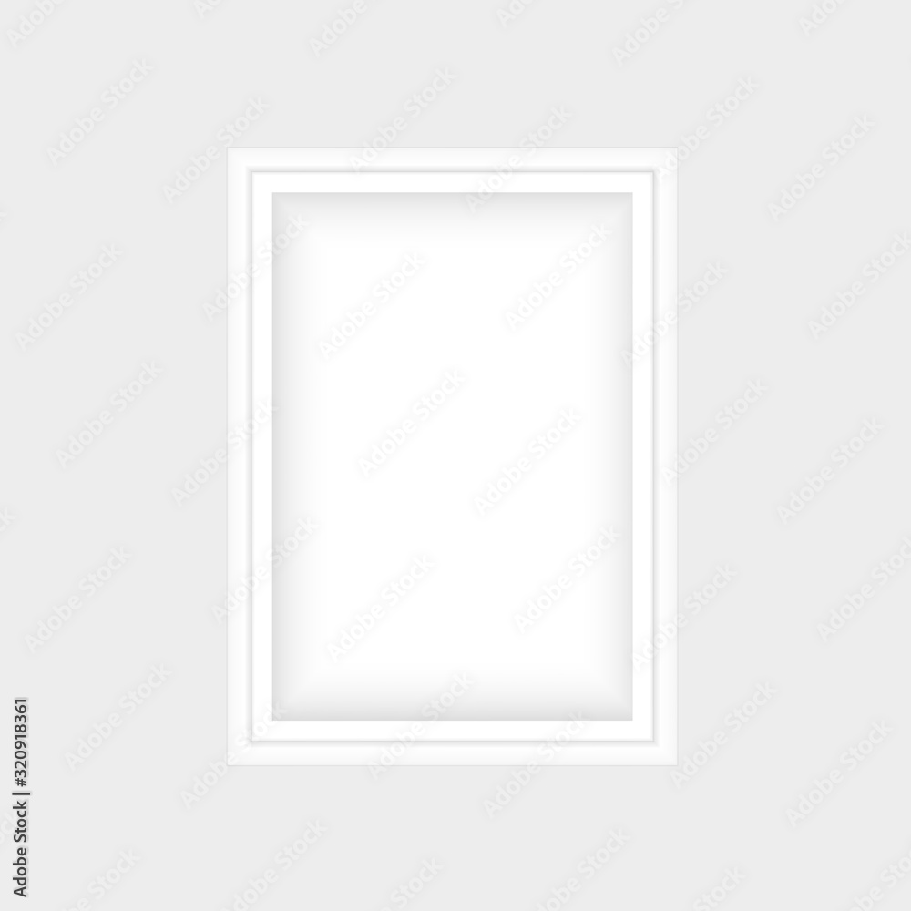Realistic white frame isolated on grey background. Perfect for your presentations. Vector illustration. Realistic white frame isolated on grey background. Perfect for your presentations. Vector illustration.