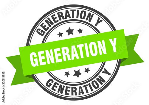 generation y label. generation yround band sign. generation y stamp