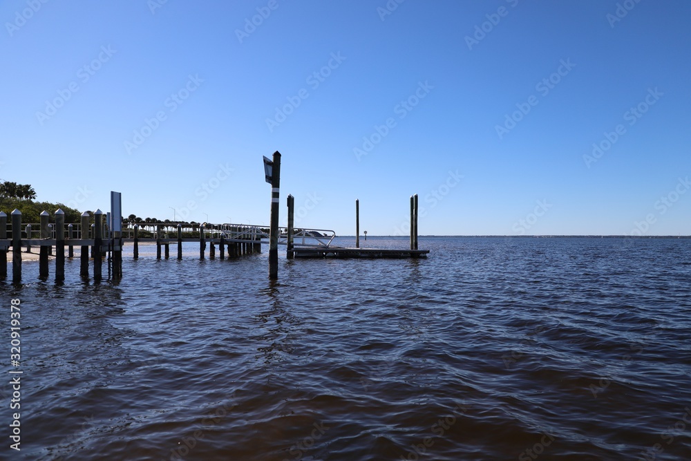 Jetty for small boats extending into river Jetty for small boats extending into river