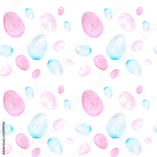 Watercolor Seamless hand illustrated pattern with easter eggs