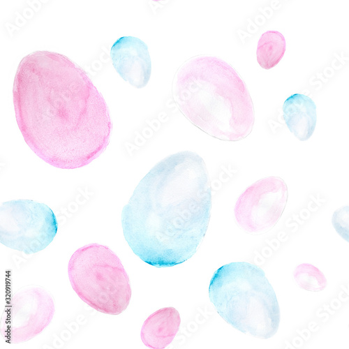 Watercolor Seamless hand illustrated pattern with easter eggs