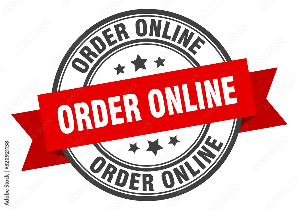 Fototapeta premium order online label. order onlineround band sign. order online stamp