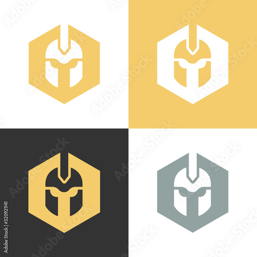 Roman warrior helmet logo, greek spartan icon