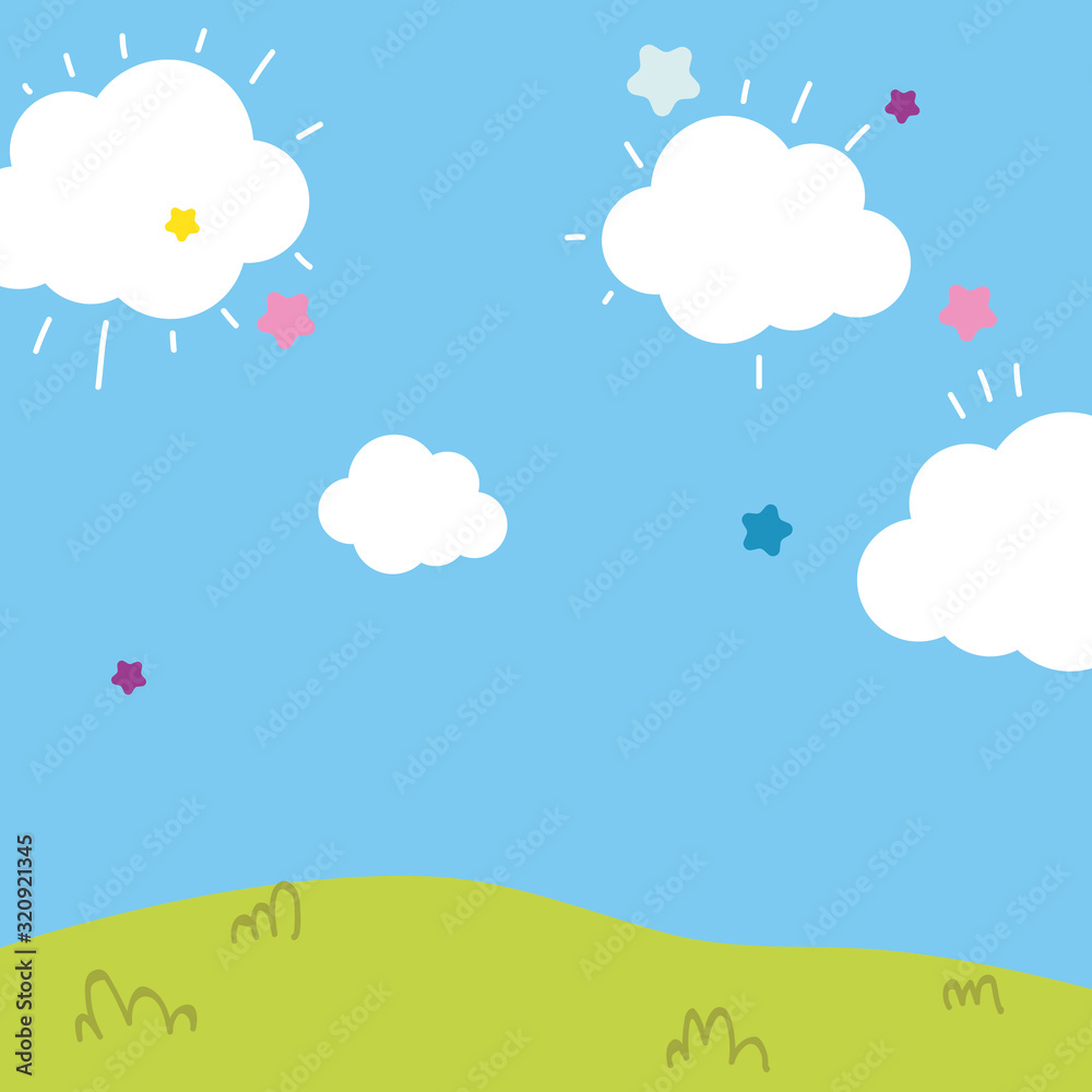 background landscape clouds sky stars field cartoon background landscape clouds sky stars field cartoon
