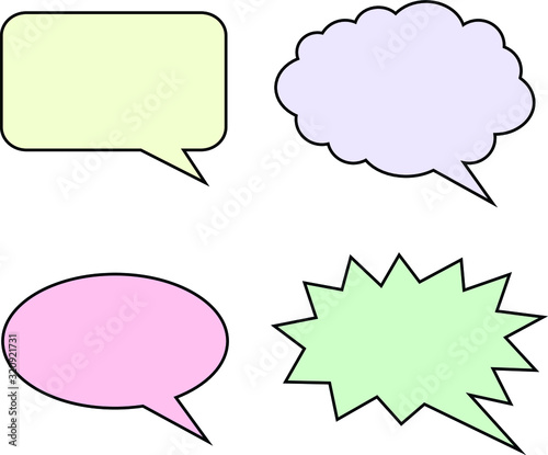 Vector templates for dialogue. Colored dialog boxes.