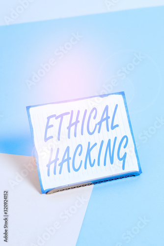 Conceptual hand writing showing Ethical Hacking. Concept meaning act of locating weaknesses and vulnerabilities of computer Paper on buffer wire on soft pastel multi colours backdrop