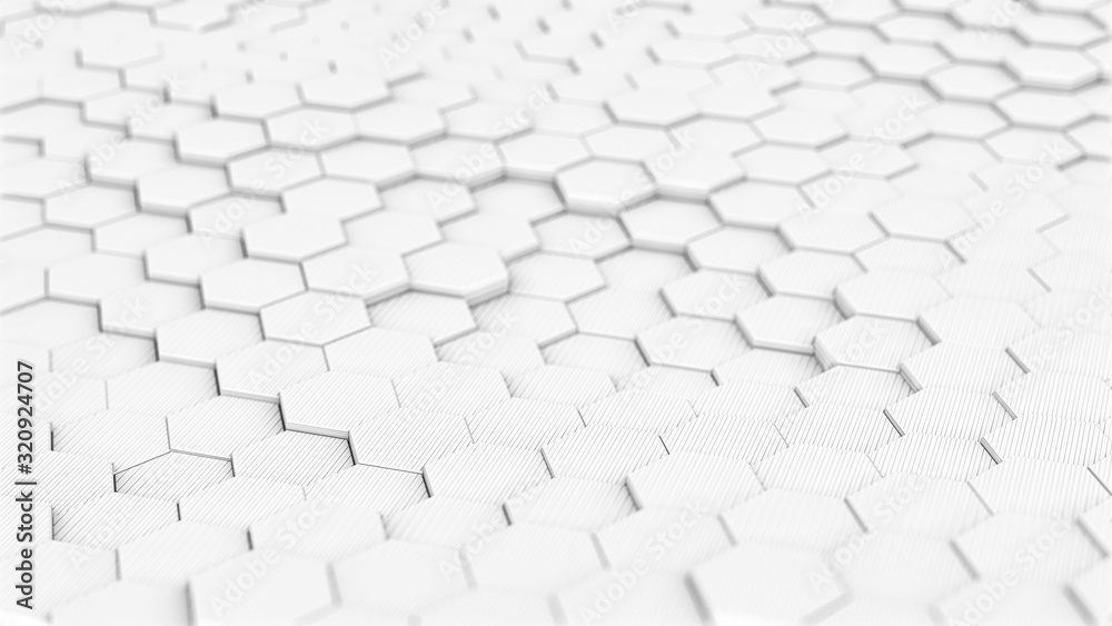 White Hexagonal Pattern - 3D Rendering