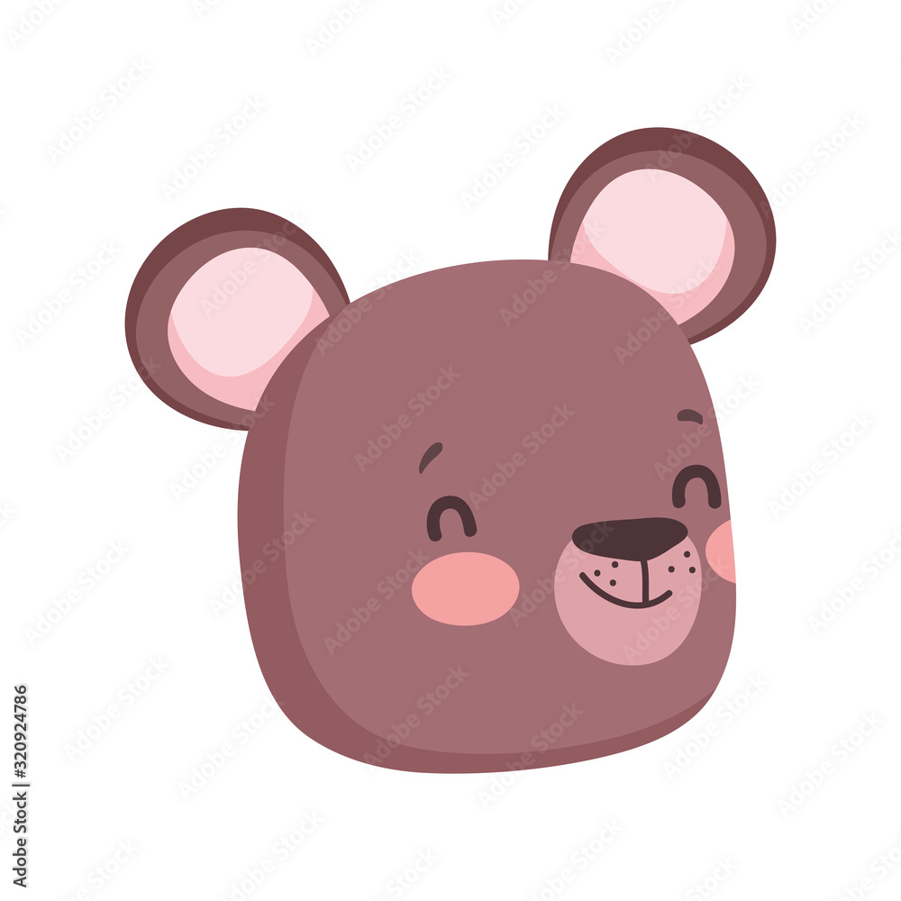 cute brown bear face cartoon character on white background cute brown bear face cartoon character on white background