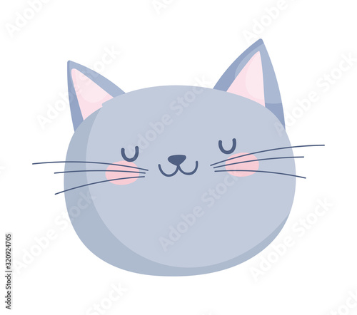 cute cat face cartoon character on white background