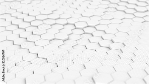 White Hexagonal Pattern - 3D Rendering
