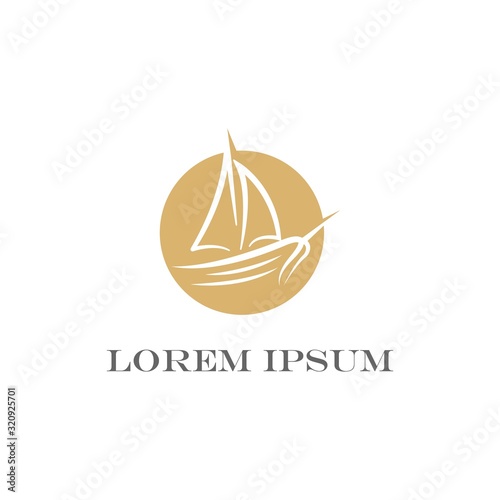 Boat logo design vector template. Elegant yacht in the circle design design inspiration