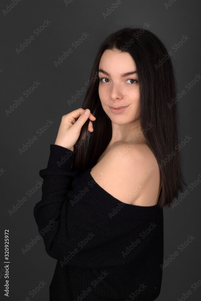 Fashion photo of brunette beauty with natural make-up Fashion photo of brunette beauty with natural make-up
