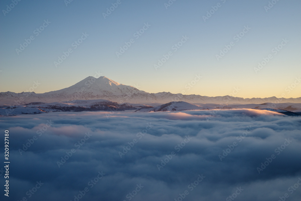 Caucasus region and Elbrus, the highest mountain in Europe