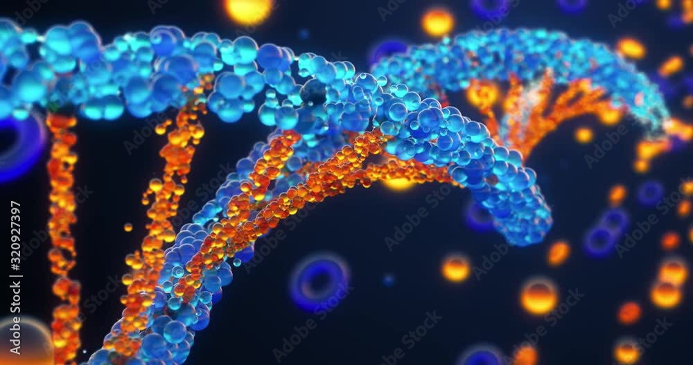 DNA structure growing close up 3D abstract 4k