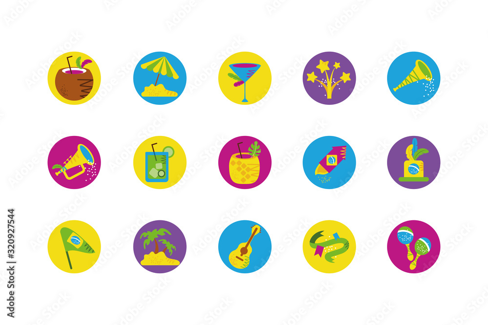 Isolated brazilian carnival icon set vector design Isolated brazilian carnival icon set vector design