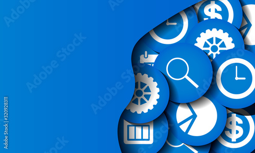 Blue business background in paper cut style
