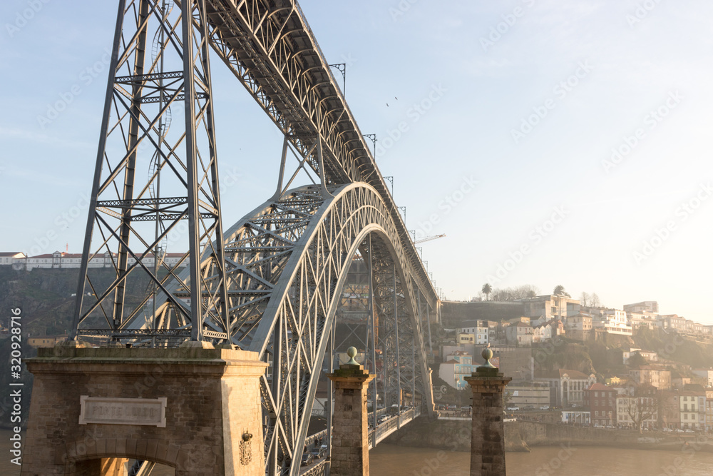 Famous iron bridge in the city of Porto, Portugal, Europe